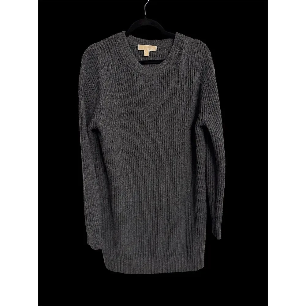 Michael Kors Gray Merino Wool Cashmere Pullover Sweater Dress/Tunic Size L